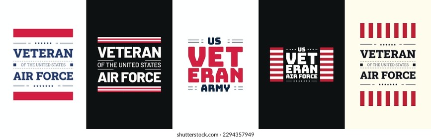 Bundle of veteran typography t shirt designs. Military veteran of the USA t shirt Bundle. Minimal typographic poster Bundle for print ready. A bundle of minimal typographic poster that is print ready