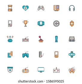 bundle of video game icons vector illustration design