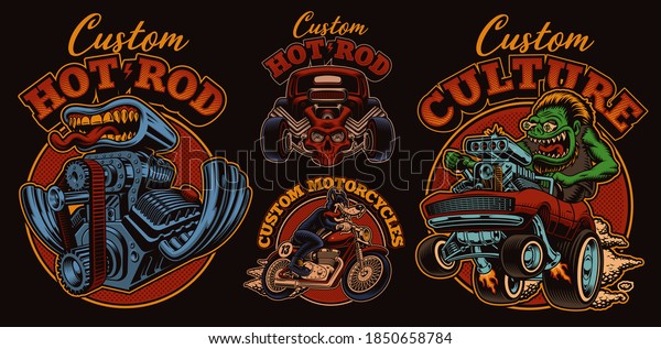 A bundle of vintage illustrations for hot rod\
theme, these designs can be used as perfect shirt prints as well as\
for other uses.