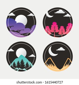 bundle of wandelust landscapes scenes vector illustration design