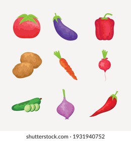 bundle watercolor food set icons