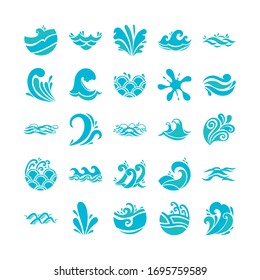 bundle of waves ocean set icons vector illustration design