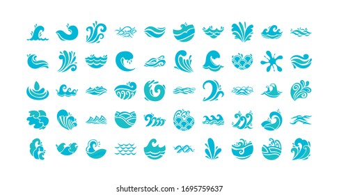 bundle of waves ocean set icons vector illustration design