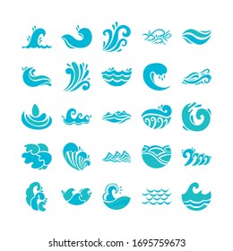 bundle of waves ocean set icons vector illustration design