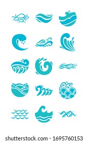 bundle of waves ocean set icons vector illustration design