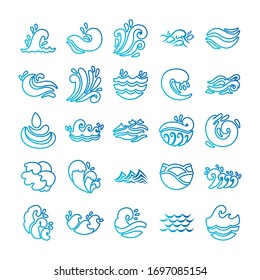 bundle of waves ocean set icons vector illustration design