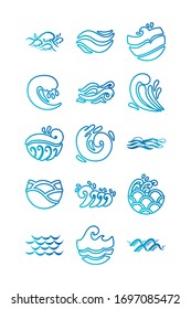 bundle of waves ocean set icons vector illustration design