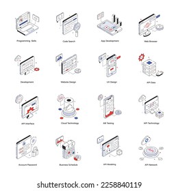 Bundle of Web Isometric Flat  Icons 

