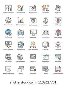 
Bundle of Web and Seo Flat Vector Icons
