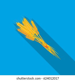 Bundle of wheat icon in flate style isolated on white background. Canadian Thanksgiving Day symbol stock vector illustration.