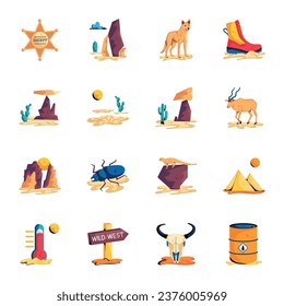 Paket von Wild West Flat Icons 

