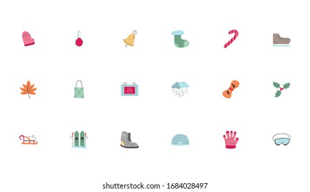 bundle of winter set icons vector illustration design