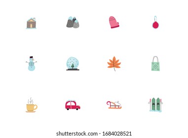 bundle of winter set icons vector illustration design