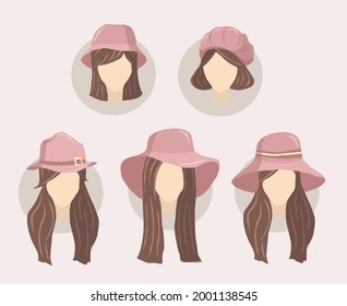 Conjunto de mujeres con vector de sombrero o capucha