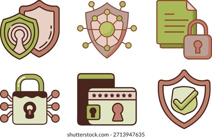 Paquete_Coloreado arte de línea biométrico huella dactilar seguridad IC 