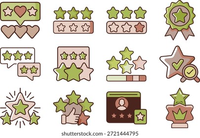 Paquete_Coloreado Line Art Favorita Estrella Calificación Corazón Combo 
