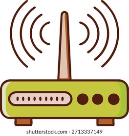 Bundle_Colour Line Art Router mit leuchtendem Antennensignal