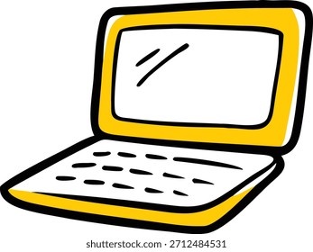 Paquete_doodle portátil con teclado dibujado a mano incompleto y