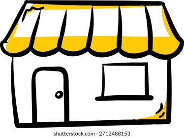 Paquete_sketchy doodle icono de escaparate con techo desigual