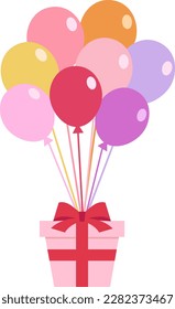 Bundled balloons and gift boxes