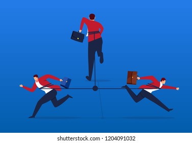 Bundled Businessmen Running In Different Directions