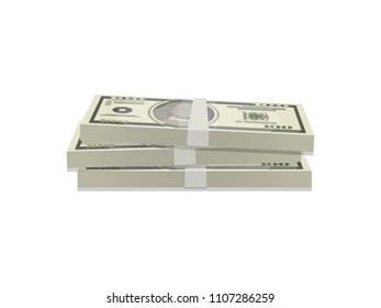 Bundles of dollars isolated isometric icon. Money fan sign, financial success, commerce and banking vector illustration.