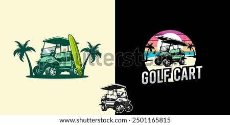 The Bundles Retro logo illustration features a sunset, palm trees, and a surfboard leaning against a golf cart.