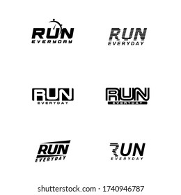 bundles running logo, run everyday logo, sports, training workout, keep it run