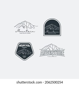 bundles set vintage logo explore vector design illustration. logo mountain vector illustration with line art, vintage and retro styles. 