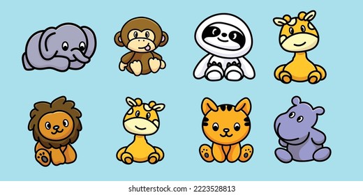Bundling Cute Mascot Animals Cartoon Vector