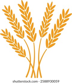 Bundling five stylized wheat stalks together, creating an evocative symbol of harvest and agriculture, while reflecting themes of bakery and natural growth in a simple design