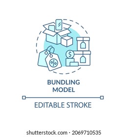 Bundling model blue concept icon. Pricing strategy to promote products and services. Business model abstract idea thin line illustration. Vector isolated outline color drawing. Editable stroke