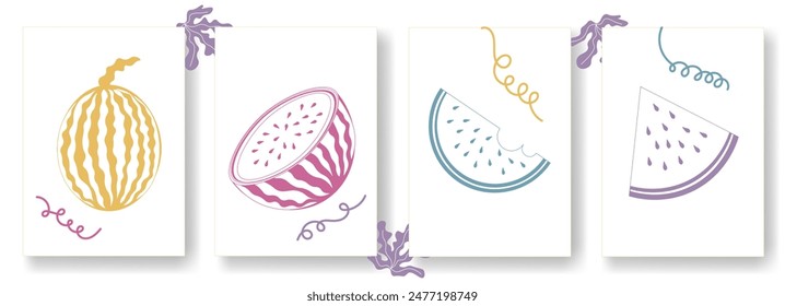 Bundling with neon watermelon slices on a white background, can be used for wrapping paper, gift wrapping, textiles, etc. Cute watermelon with a Watermelon Day theme.