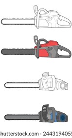 Bundling set of Chainsaw isolated illustration, vector art, Chainsaw vector, petrol chain saw, modern chainsaw, art concept, vector.
