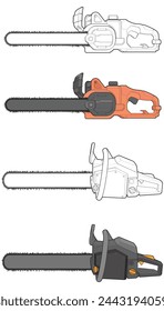 Bundling set of Chainsaw isolated illustration, vector art, Chainsaw vector, petrol chain saw, modern chainsaw, art concept, vector.
