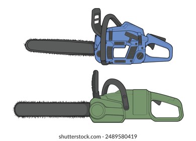 Bundling set of Chainsaw isolated illustration, vector art, Chainsaw vector, petrol chain saw, modern chainsaw, art concept, vector.
