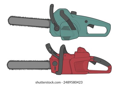 Bundling set of Chainsaw isolated illustration, vector art, Chainsaw vector, petrol chain saw, modern chainsaw, art concept, vector.
