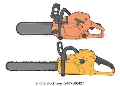 Bundling set of Chainsaw isolated illustration, vector art, Chainsaw vector, petrol chain saw, modern chainsaw, art concept, vector.
