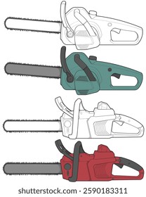 Bundling set of Chainsaw isolated illustration, vector art, Chainsaw vector, petrol chain saw, modern chainsaw, art concept, vector.
