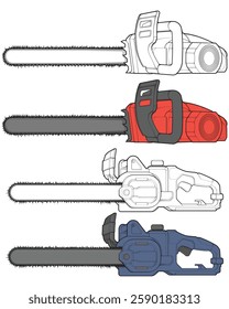 Bundling set of Chainsaw isolated illustration, vector art, Chainsaw vector, petrol chain saw, modern chainsaw, art concept, vector.
