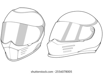 Bundling set template helmet full face line art. helmet illustration line art. helmet vector.
