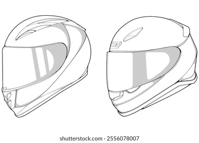 Bundling set template helmet full face line art. helmet illustration line art. helmet vector.