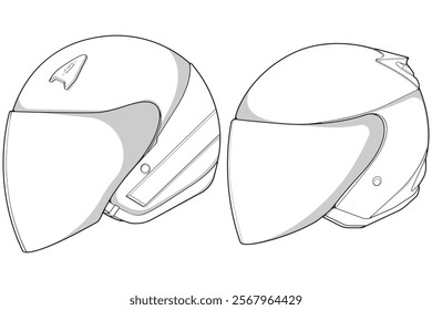 Bundling set template helmet half face line art. helmet illustration line art. helmet vector.
