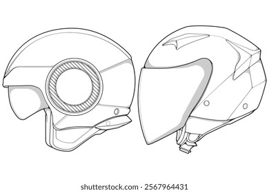 Bundling set template helmet half face line art. helmet illustration line art. helmet vector.
