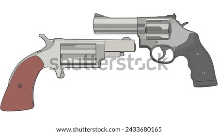 Bundling set of Vector of Revolver art, Shooting gun, Weapon illustration, Vector Revolver, Gun illustration, Modern firearm, Military concept, Pistol vector.
