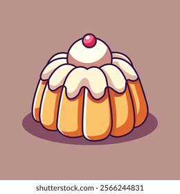 Bundt Cake Cartoon Vector Icon Illustration. Food Icon Concept Isolated Premium Vector. Flat Cartoon Style