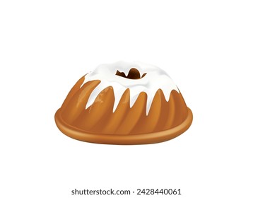 Bundt cake with cream, vector