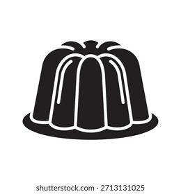Bundt cake jelly pudding mold dessert icon symbol solid glyph vector design element sweet bakery pastry delicious glaze shape ridge treat snack holiday