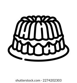 Bundt cake outline icon. Sweet bundt cake. Vector Illustration.