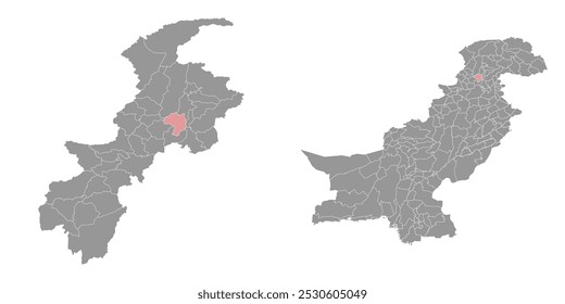 Mapa del distrito de Buner, división administrativa de Pakistán. Ilustración vectorial.